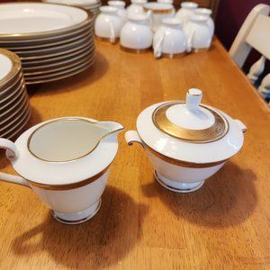 Mikasa Crown Jewel china creamer & sugar bowl